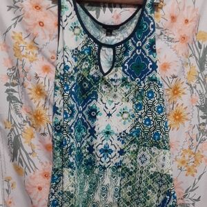 Espresso Blue and Green Mosaic Tank Top